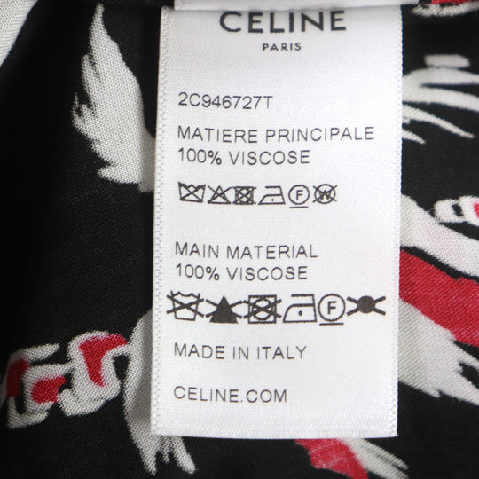 CELINE Short sleeve shirt 2C94672T Main: 100% rayon Black red white mens 39 Used Authentic