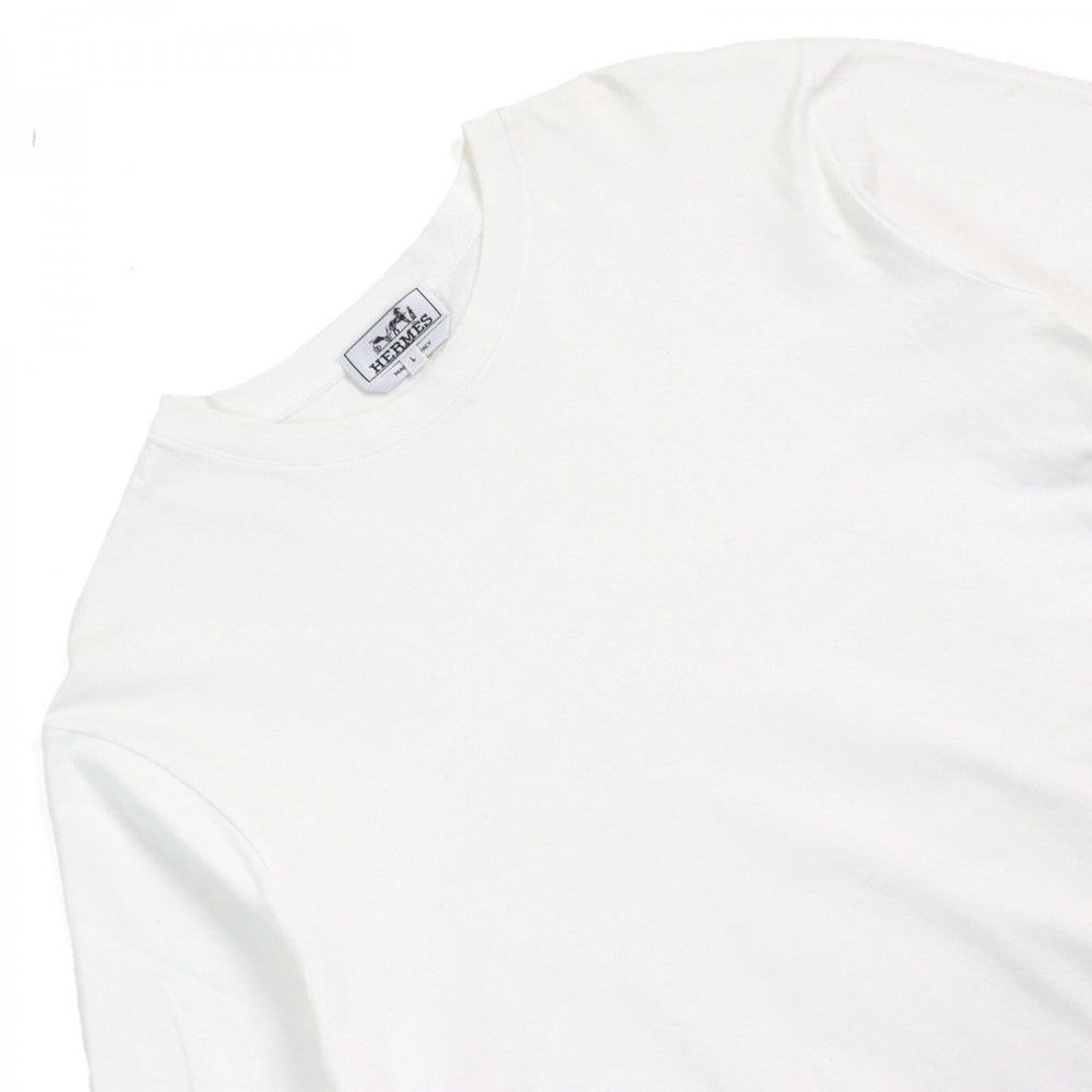 HERMES Short sleeve T-shirt Main: 100% cotton White Bordeaux mens L Used Authentic