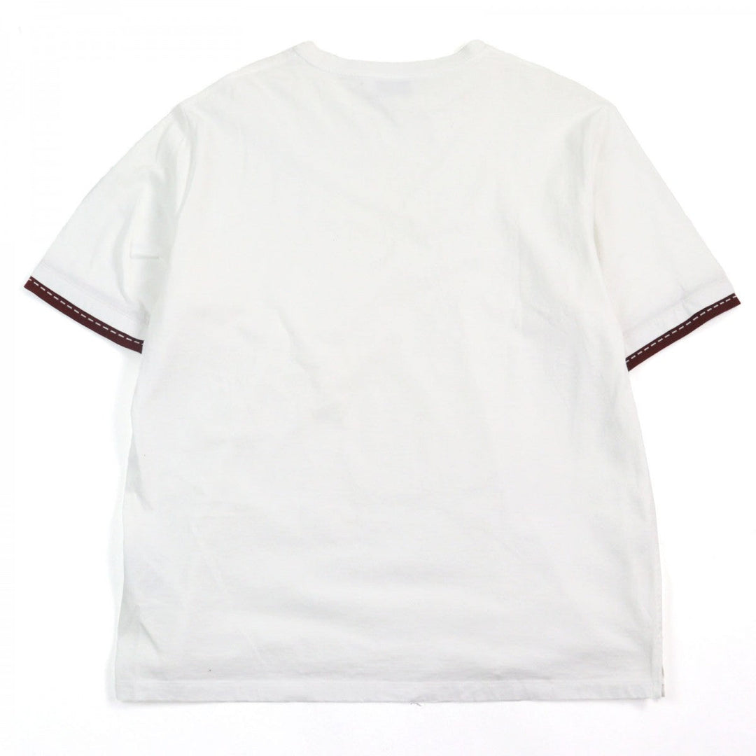 HERMES Short sleeve T-shirt Main: 100% cotton White Bordeaux mens L Used Authentic
