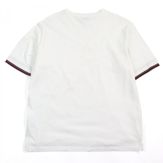 HERMES Short sleeve T-shirt Main: 100% cotton White Bordeaux mens L Used Authentic