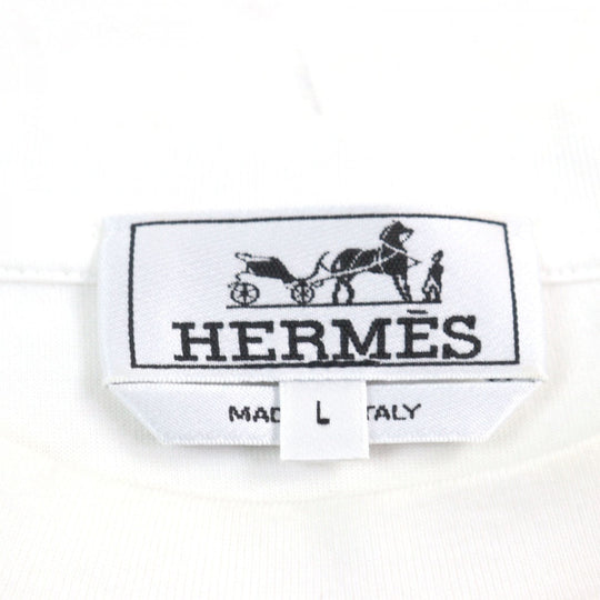 HERMES Short sleeve T-shirt Main: 100% cotton White Bordeaux mens L Used Authentic