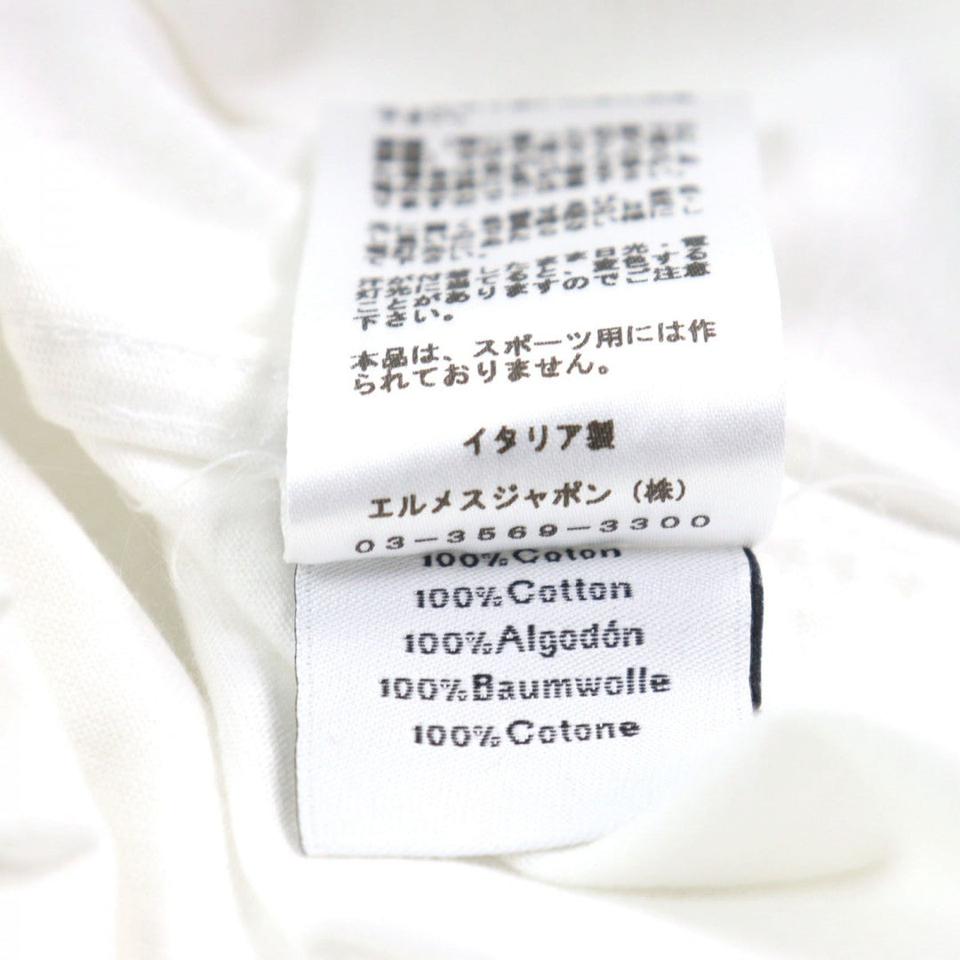 HERMES Short sleeve T-shirt Main: 100% cotton White Bordeaux mens L Used Authentic