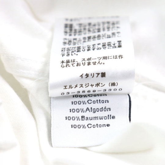 HERMES Short sleeve T-shirt Main: 100% cotton White Bordeaux mens L Used Authentic