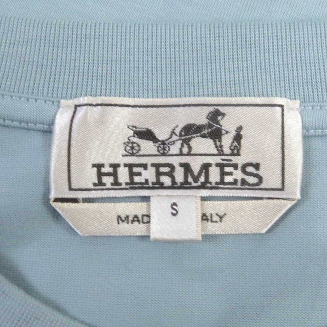 HERMES Short sleeve T-shirt Main: 100% cotton Light blue Mega Chariot mens S Used Authentic