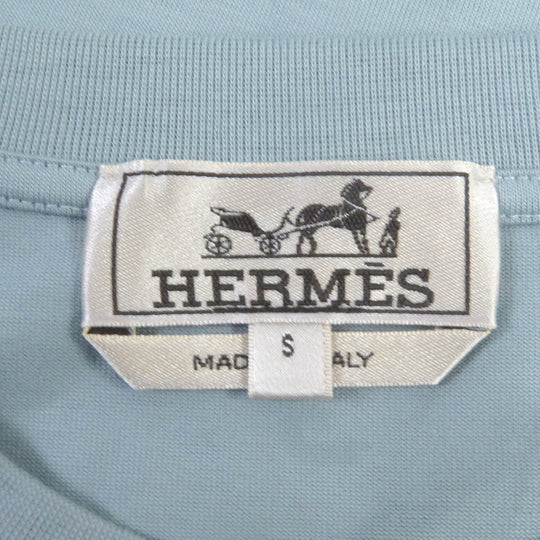 HERMES Short sleeve T-shirt Main: 100% cotton Light blue Mega Chariot mens S Used Authentic
