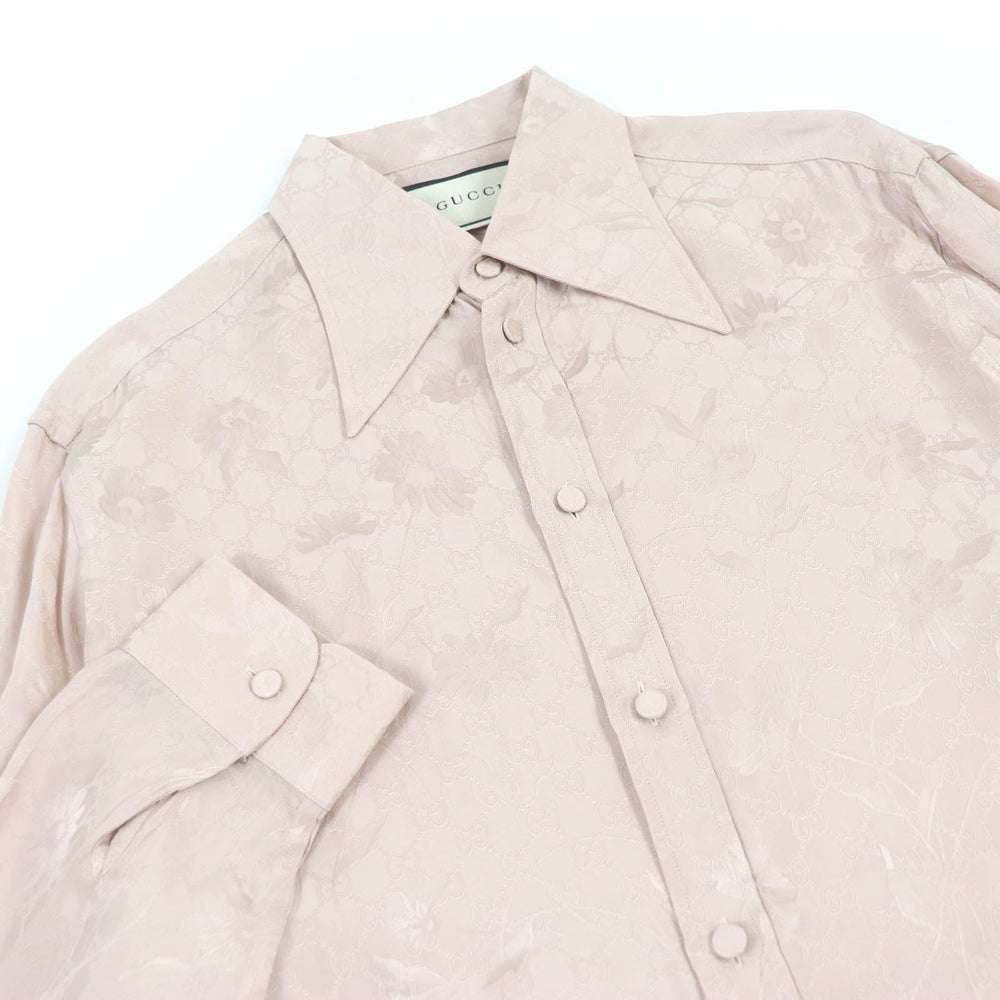 GUCCI Long sleeve shirt 596832 Main: 100% rayon pink DAISIES JACQUARD SHIRT mens 48 Used Authentic