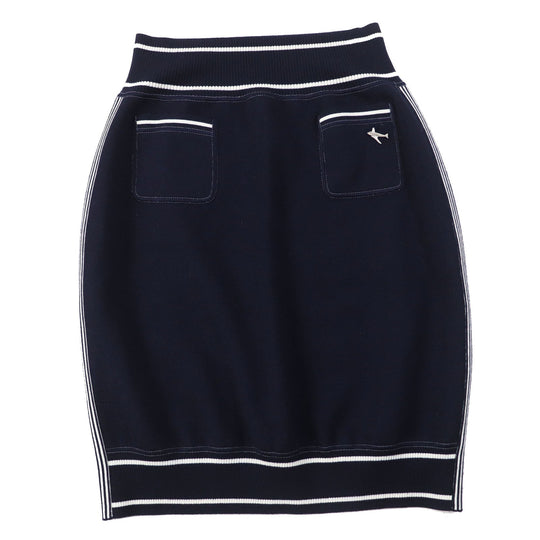 CHANEL skirt 08C P32497 Main: 38% cotton, 29% cashmere, 13% silk, 10% nylon, 8% polyester Dark Navy White Airline Women 40 Used Authentic