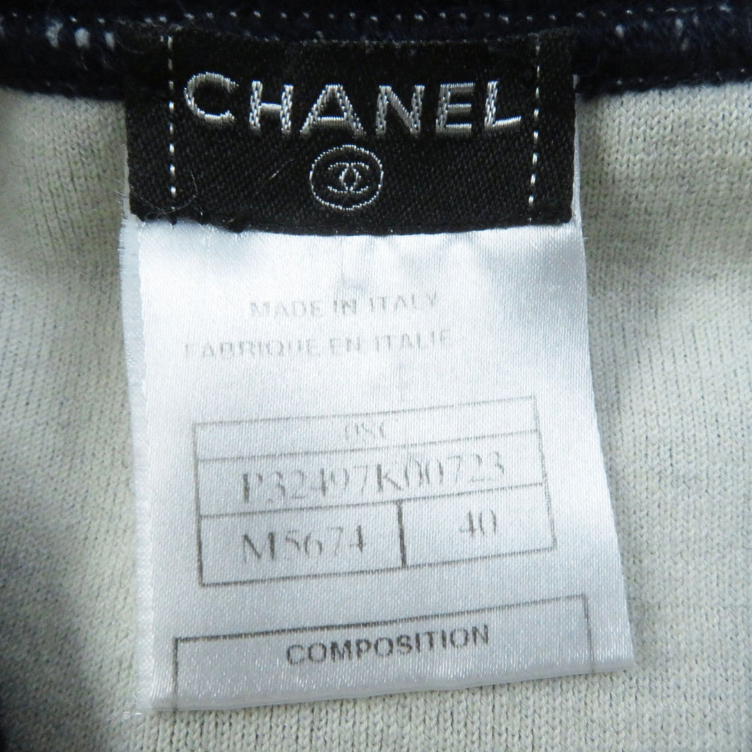 CHANEL skirt 08C P32497 Main: 38% cotton, 29% cashmere, 13% silk, 10% nylon, 8% polyester Dark Navy White Airline Women 40 Used Authentic