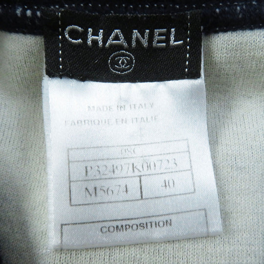 CHANEL skirt 08C P32497 Main: 38% cotton, 29% cashmere, 13% silk, 10% nylon, 8% polyester Dark Navy White Airline Women 40 Used Authentic