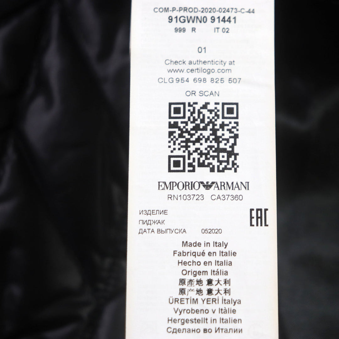 EMPORIO ARMANI tailored jacket 91GWN0 91441 Outer: 100% polyamide (nylon), Lining: 55% acetate, Lining: 45% cotton, Filling: 80% polyester, Filling: 20% polypropylene black SAVILE LINE mens 44 Used Authentic