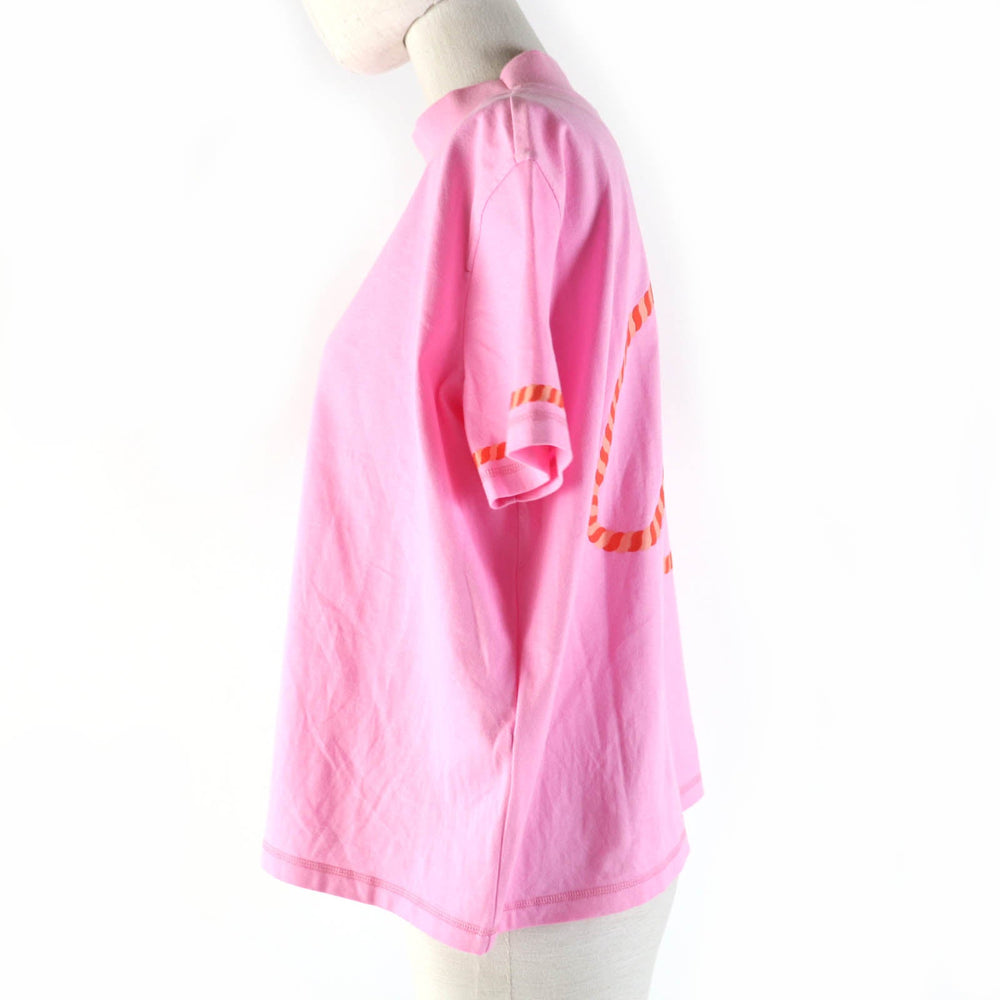 HERMES Short sleeve T-shirt 3E4621DL Main: 100% cotton, part: 72% cotton, part: 24% nylon, part: 4% polyurethane pink cartouche Women 34 Used Authentic