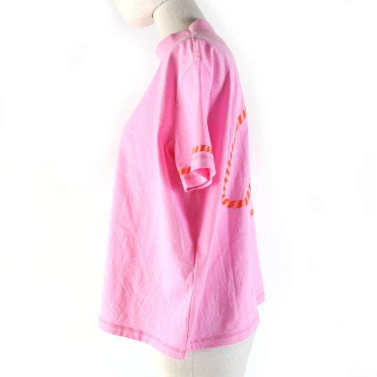 HERMES Short sleeve T-shirt 3E4621DL Main: 100% cotton, part: 72% cotton, part: 24% nylon, part: 4% polyurethane pink cartouche Women 34 Used Authentic