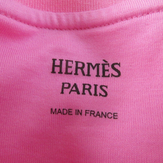 HERMES Short sleeve T-shirt 3E4621DL Main: 100% cotton, part: 72% cotton, part: 24% nylon, part: 4% polyurethane pink cartouche Women 34 Used Authentic