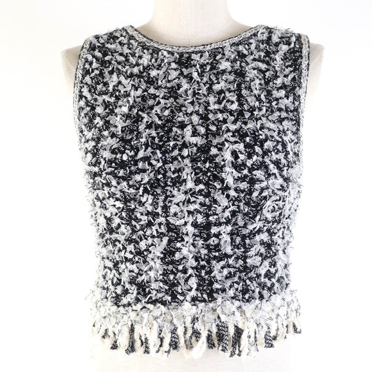 CHANEL knit P58876K07720 Main: 67% cotton, Main: 15% polyamide, Main: 9% silk, Main: 9% viscose Black type Women 34 Used Authentic