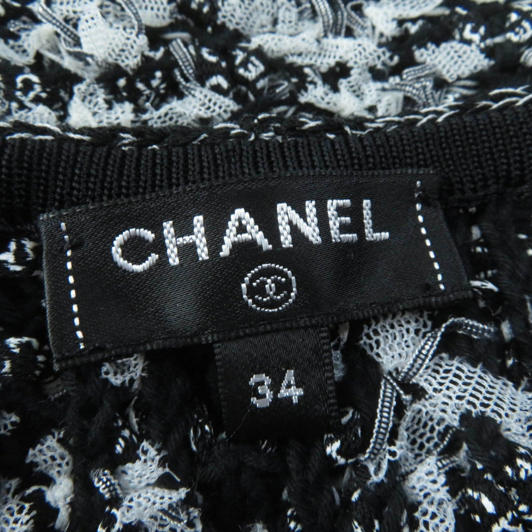 CHANEL knit P58876K07720 Main: 67% cotton, Main: 15% polyamide, Main: 9% silk, Main: 9% viscose Black type Women 34 Used Authentic