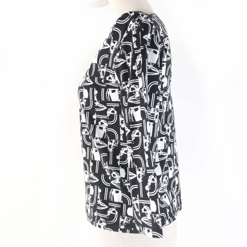 HERMES Cut Main: 100% cotton Black White BRIDES DE GALA en Desordre Ceremonial bridles Women 34 Used Authentic