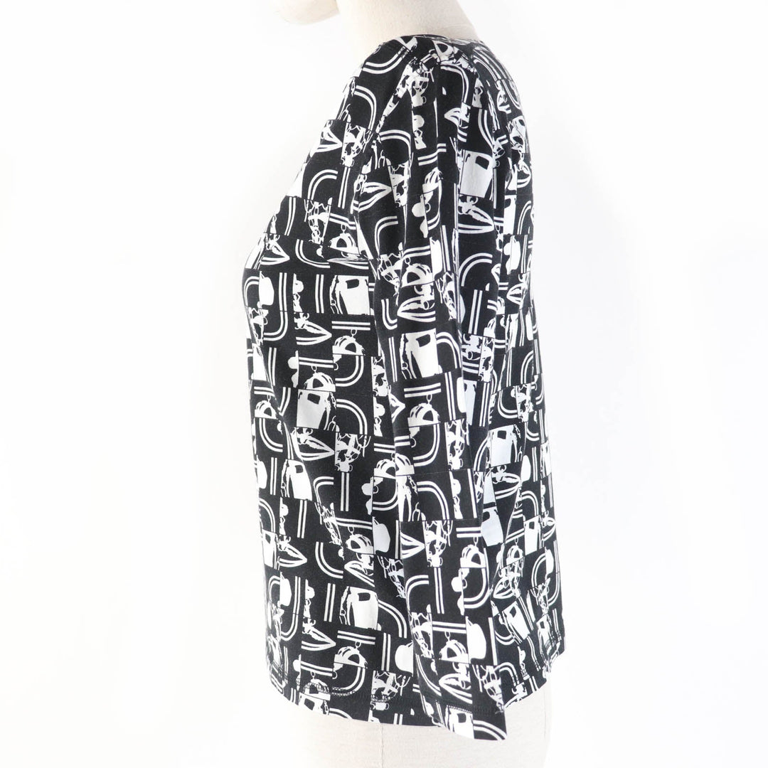 HERMES Cut Main: 100% cotton Black White BRIDES DE GALA en Desordre Ceremonial bridles Women 34 Used Authentic