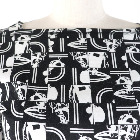 HERMES Cut Main: 100% cotton Black White BRIDES DE GALA en Desordre Ceremonial bridles Women 34 Used Authentic