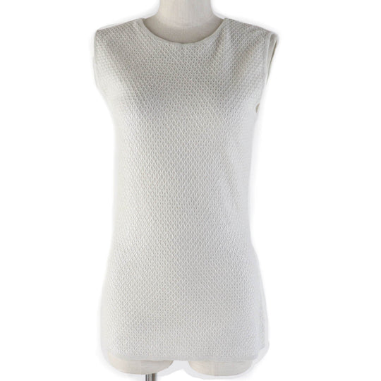 CHANEL knit 09P P35700K02085 Main: 70% cotton, Main: 30% linen Light gray Women 38 Used Authentic
