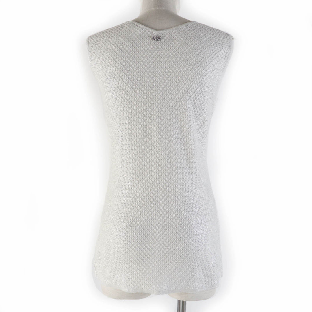 CHANEL knit 09P P35700K02085 Main: 70% cotton, Main: 30% linen Light gray Women 38 Used Authentic
