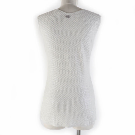 CHANEL knit 09P P35700K02085 Main: 70% cotton, Main: 30% linen Light gray Women 38 Used Authentic