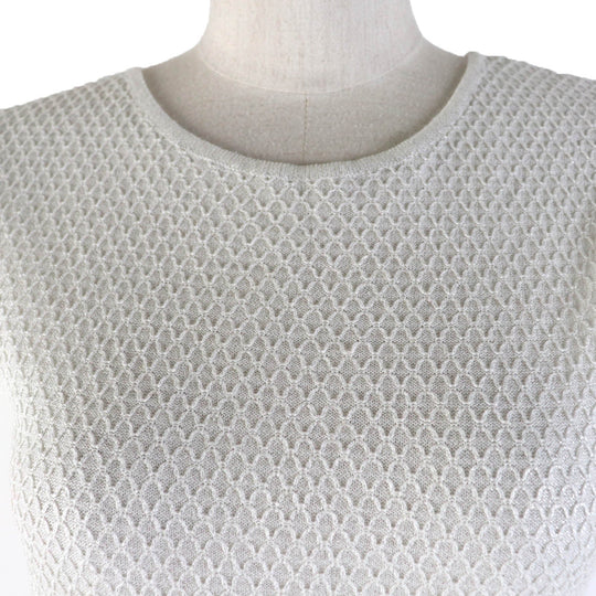 CHANEL knit 09P P35700K02085 Main: 70% cotton, Main: 30% linen Light gray Women 38 Used Authentic