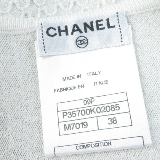 CHANEL knit 09P P35700K02085 Main: 70% cotton, Main: 30% linen Light gray Women 38 Used Authentic