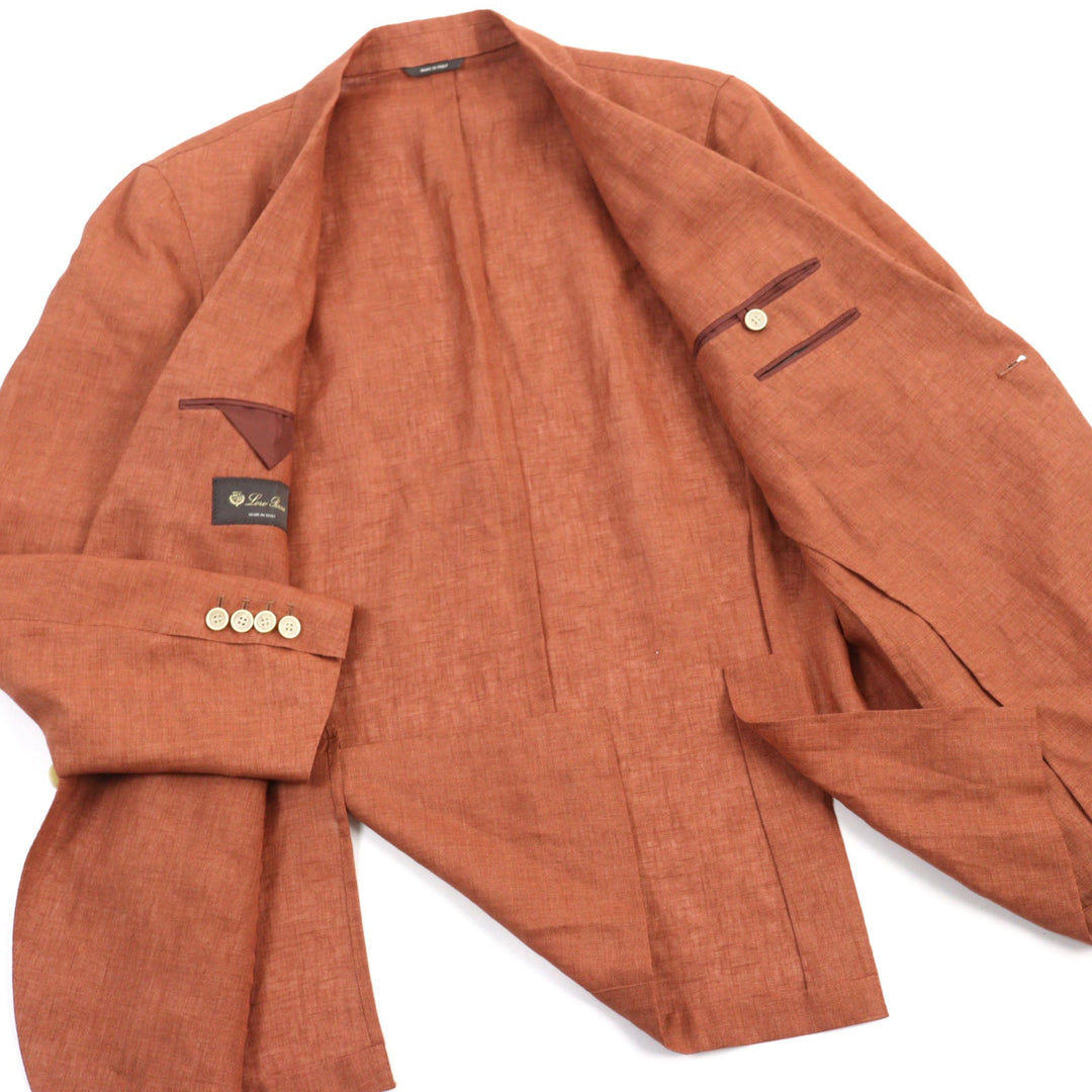 Loro Piana tailored jacket FAE3817 Main: 100% linen, sleeve lining: 100% polyester Orange mens 50 Used Authentic