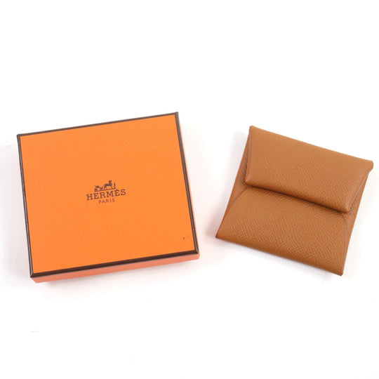 HERMES Coin case Main�FEpsom gold Bastia mens(Unisex) Used Authentic