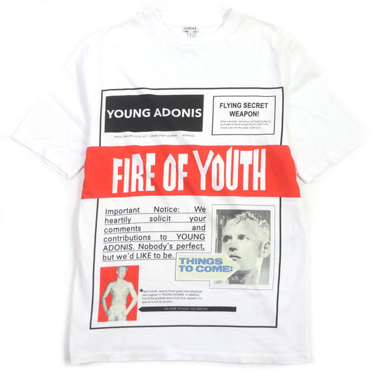 LOEWE Short sleeve T-shirt Main: 100% cotton white FIRE OF YOUTH mens S Used Authentic