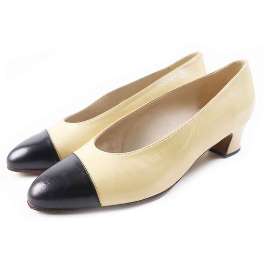 CHANEL pumps 00P A01373 Main: Leather Beige black Women 36 1/2 C Used Authentic