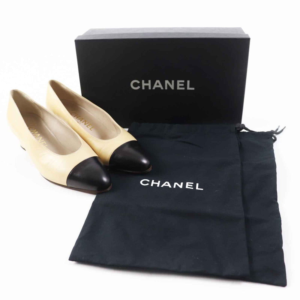CHANEL pumps 00P A01373 Main: Leather Beige black Women 36 1/2 C Used Authentic