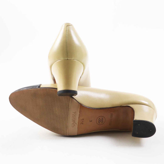CHANEL pumps 00P A01373 Main: Leather Beige black Women 36 1/2 C Used Authentic