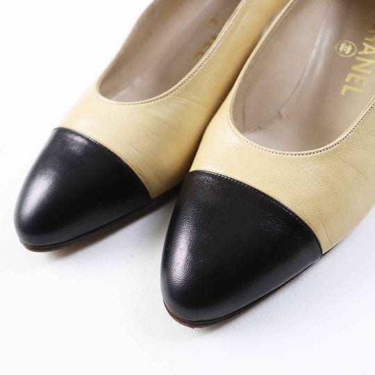 CHANEL pumps 00P A01373 Main: Leather Beige black Women 36 1/2 C Used Authentic