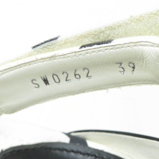 LOUIS VUITTON Sandals Main: Satin, Part: Patent leather White black Stellar Line Women 39 Used Authentic