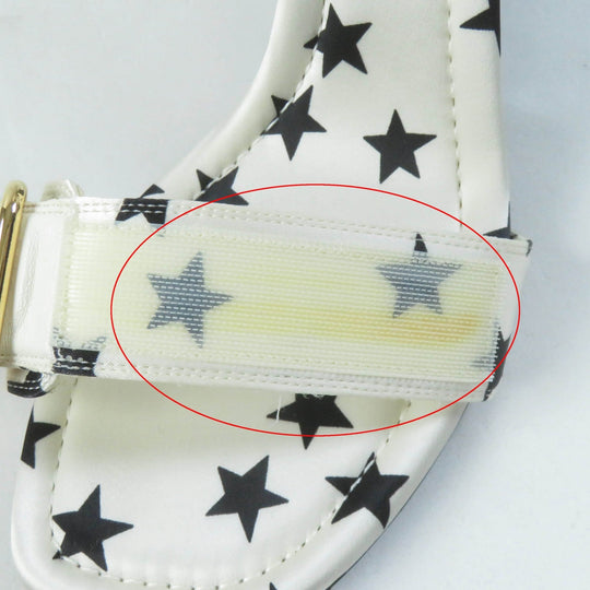 LOUIS VUITTON Sandals Main: Satin, Part: Patent leather White black Stellar Line Women 39 Used Authentic