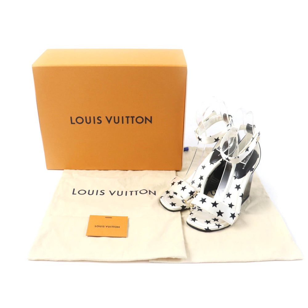 LOUIS VUITTON Sandals Main: Satin, Part: Patent leather White black Stellar Line Women 39 Used Authentic