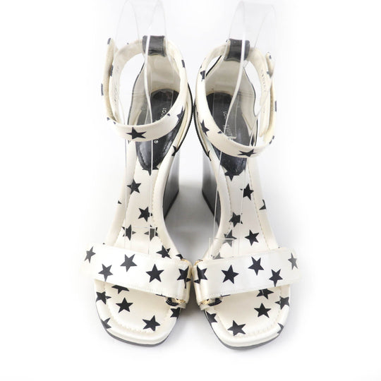 LOUIS VUITTON Sandals Main: Satin, Part: Patent leather White black Stellar Line Women 39 Used Authentic