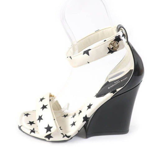 LOUIS VUITTON Sandals Main: Satin, Part: Patent leather White black Stellar Line Women 39 Used Authentic