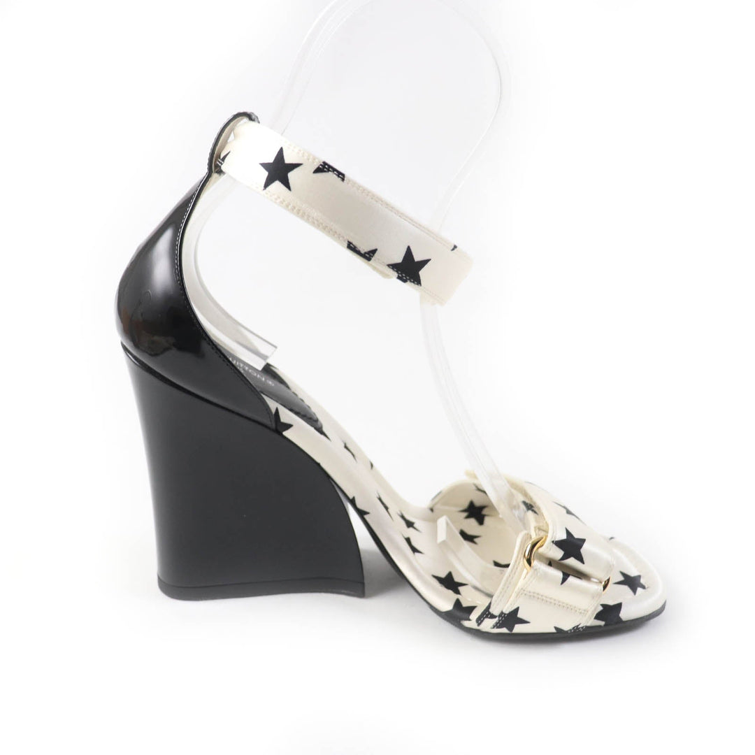 LOUIS VUITTON Sandals Main: Satin, Part: Patent leather White black Stellar Line Women 39 Used Authentic