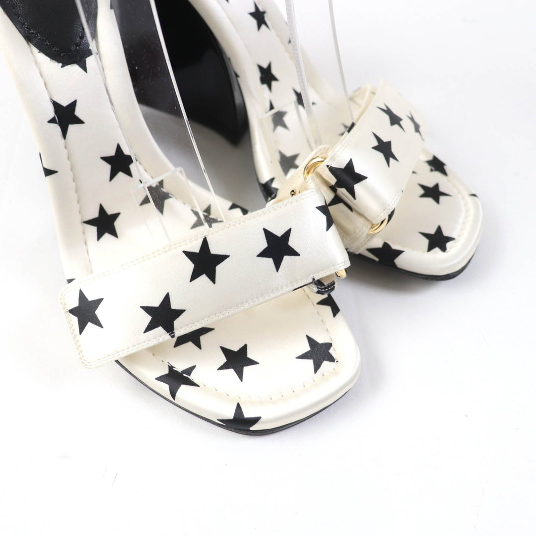 LOUIS VUITTON Sandals Main: Satin, Part: Patent leather White black Stellar Line Women 39 Used Authentic