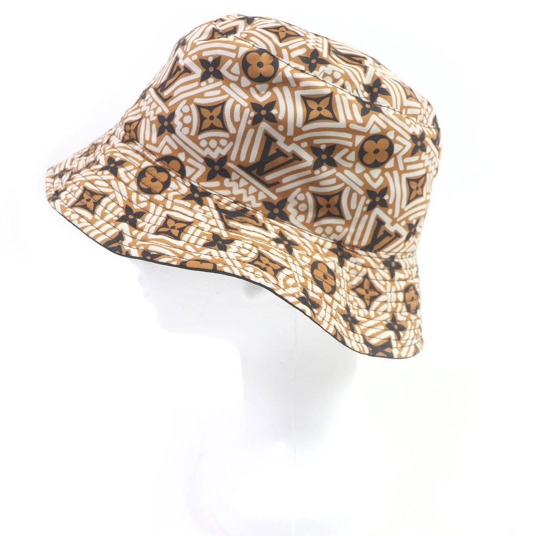 LOUIS VUITTON hat M76534 Outer: 96% nylon, Outer: 4% elastane (polyurethane), Lining: 55% polyester, Lining: 45% silk Brown black mens Used Authentic
