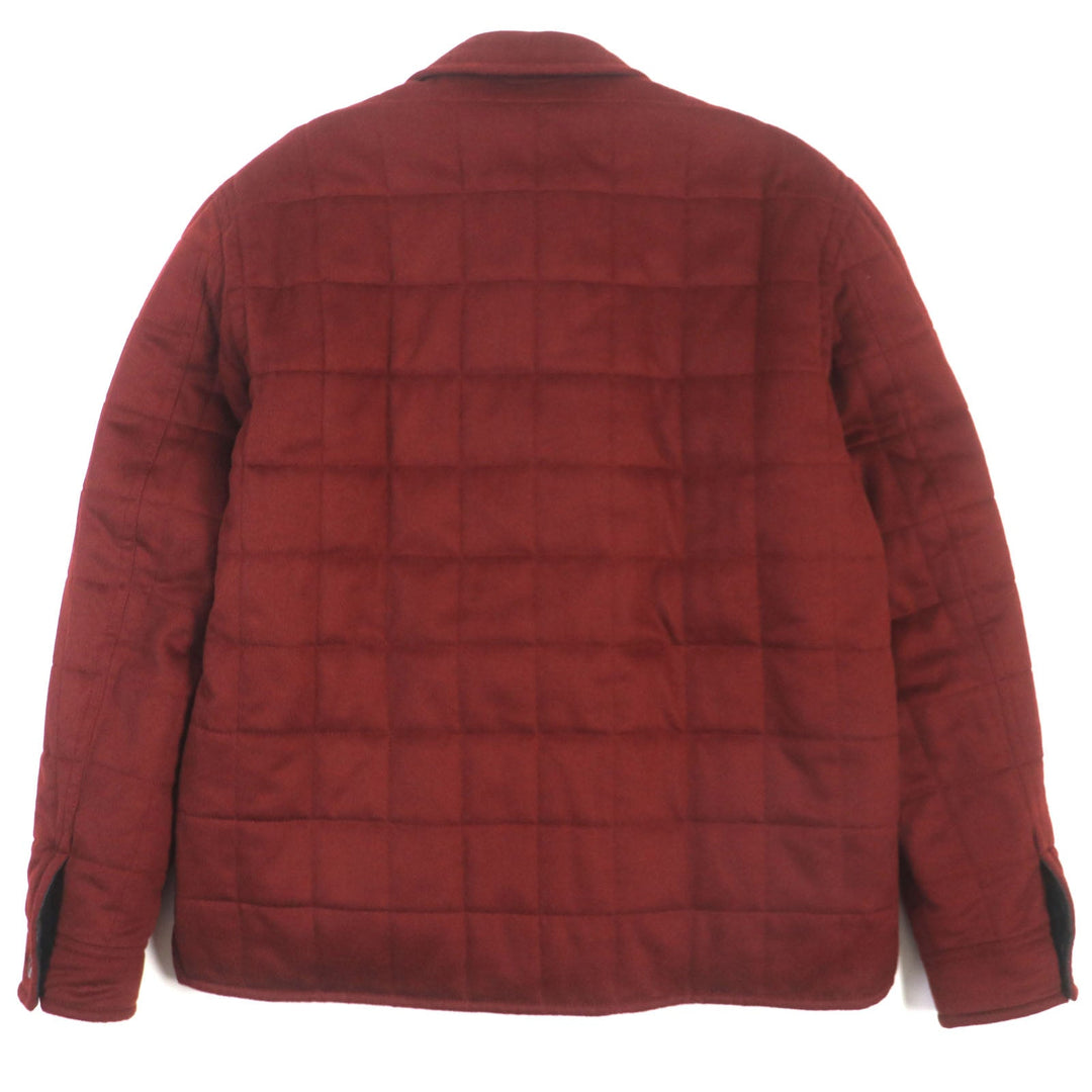 HERMES Jacket Outer: 100% cashmere, Filling: 100% polyester, Leather: cowhide, Lining: nutria, Lining: 100% cupra Bordeaux mens 50 Used Authentic