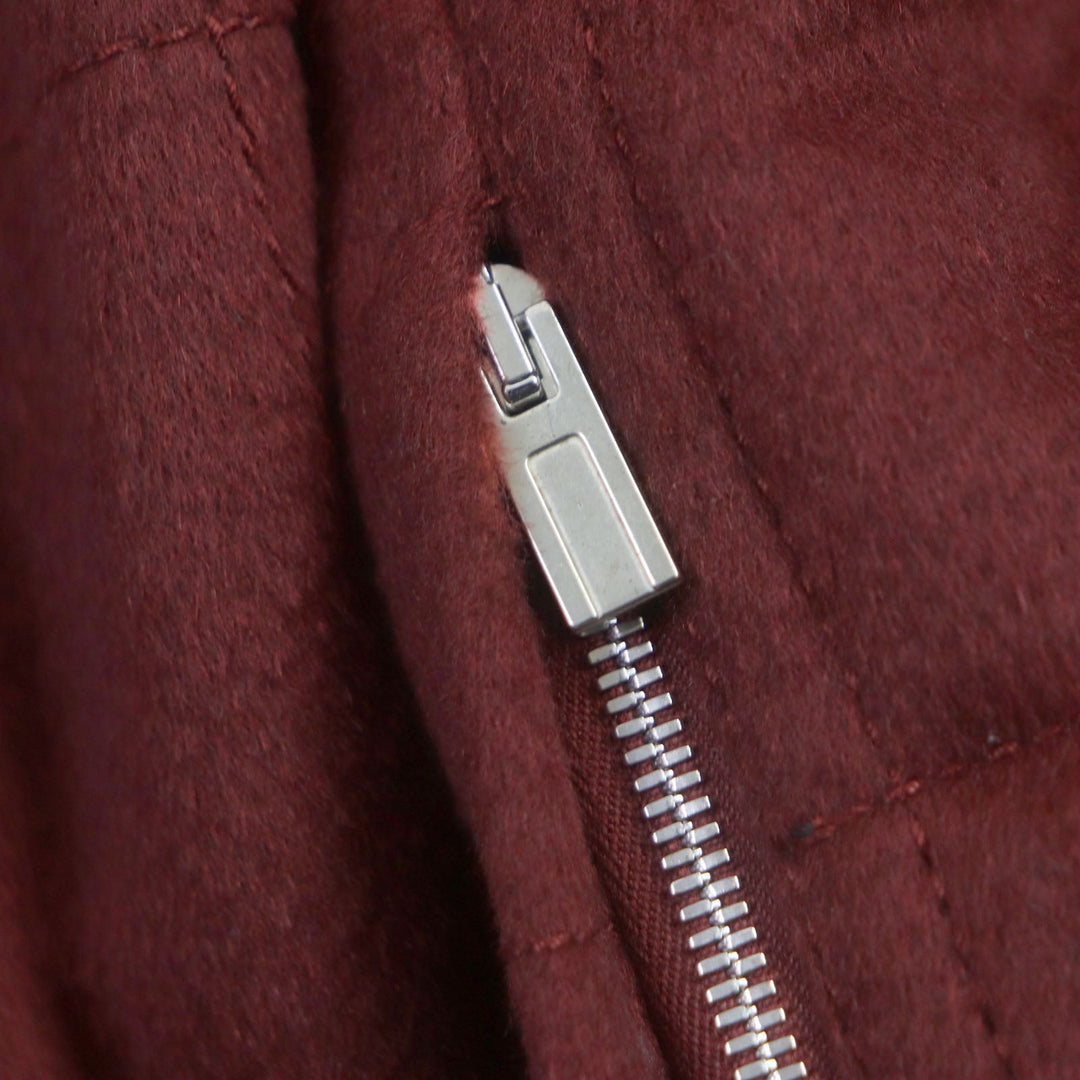 HERMES Jacket Outer: 100% cashmere, Filling: 100% polyester, Leather: cowhide, Lining: nutria, Lining: 100% cupra Bordeaux mens 50 Used Authentic