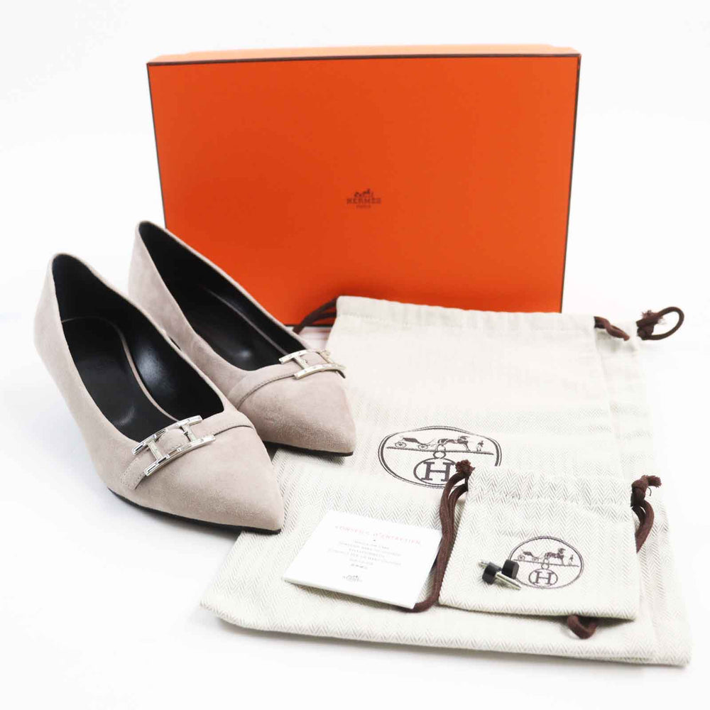 HERMES pumps BN202009Z Main: Suede leather Greige type Women 36 Used Authentic