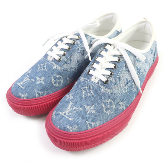 LOUIS VUITTON sneakers Main: Denim, Main: Leather Indigo blue mens 6 Used Authentic