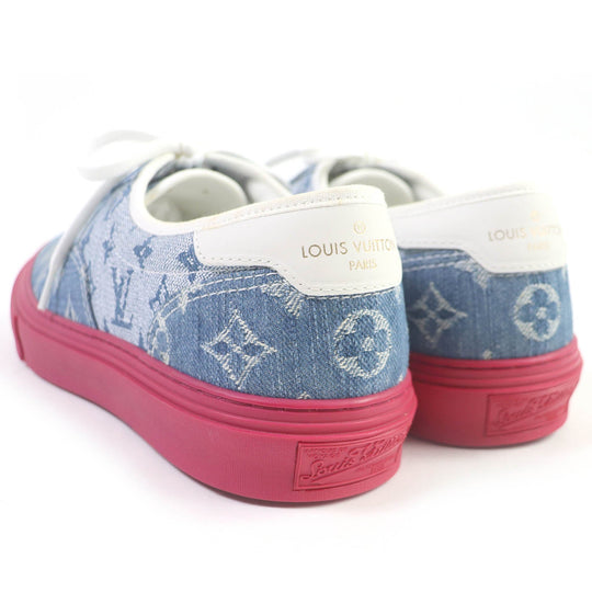 LOUIS VUITTON sneakers Main: Denim, Main: Leather Indigo blue mens 6 Used Authentic