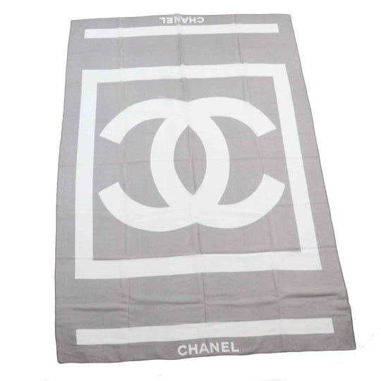 CHANEL Stall Main: 100% cotton Gray white Women Used Authentic