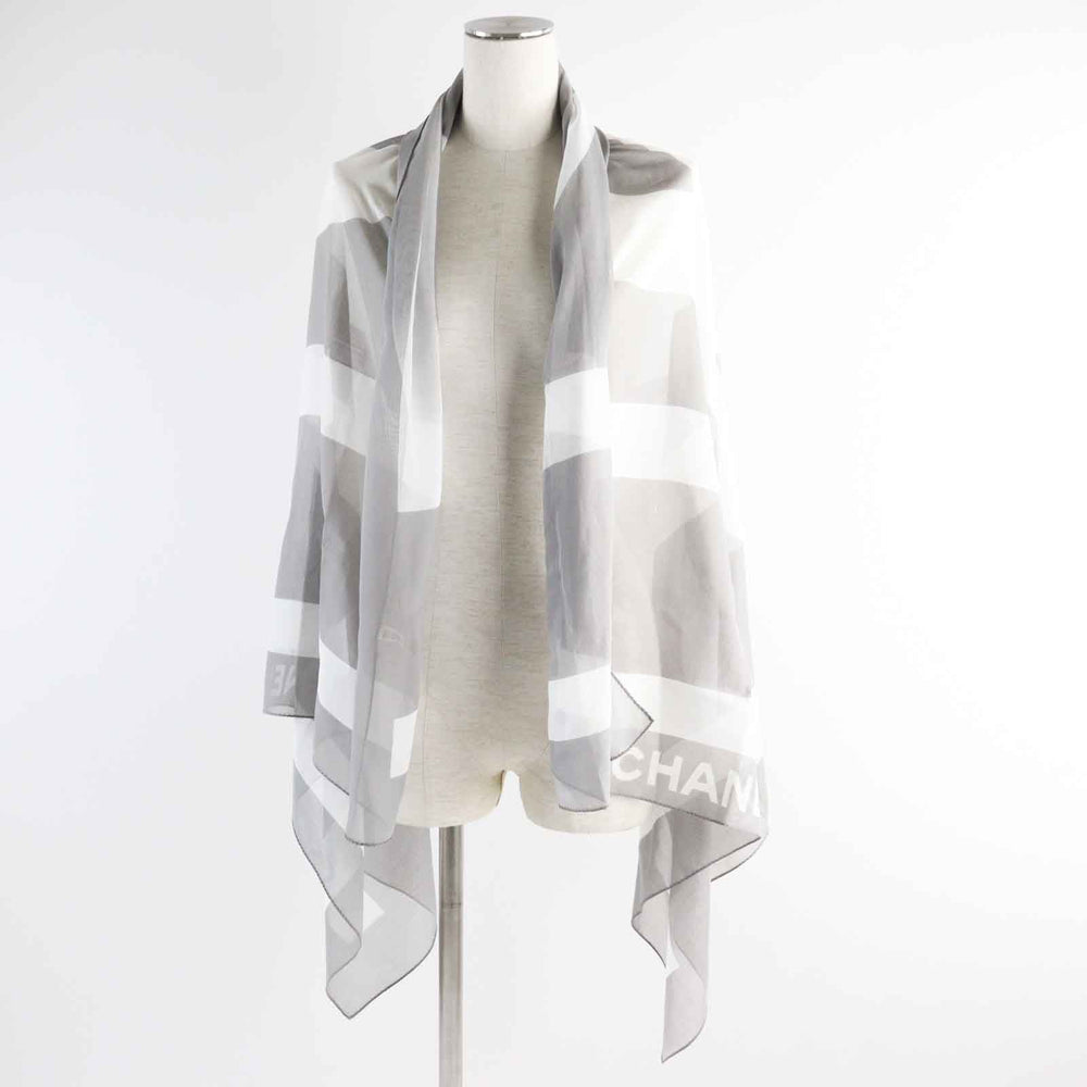 CHANEL Stall Main: 100% cotton Gray white Women Used Authentic
