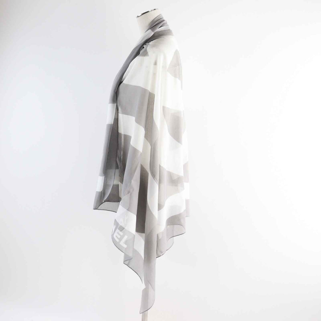 CHANEL Stall Main: 100% cotton Gray white Women Used Authentic